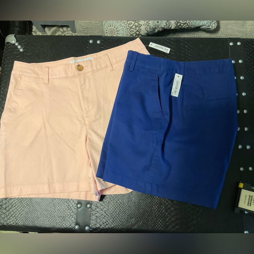 Amazon Essentials ladies shorts in size 10. NWT.  2 pairs. Royal blue & peach